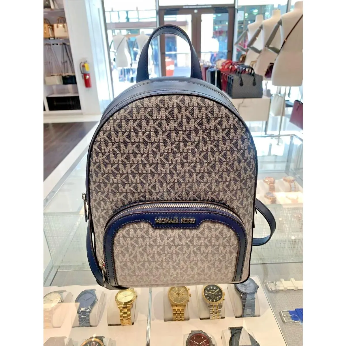 Jaycee Medium Women Girls School Travel Shoulder Backpack Bag MK NAVY by Michael Kors