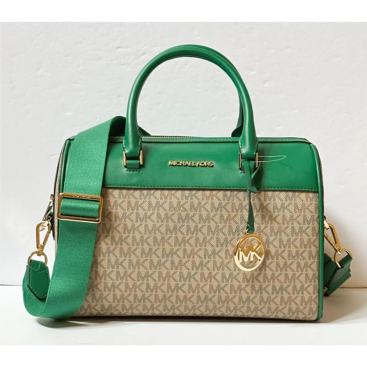 Jet Set Travel Medium Duffle Satchel Shoulder Crossbody Bag MK PALMETTO GREEN MULTI by Michael Kors