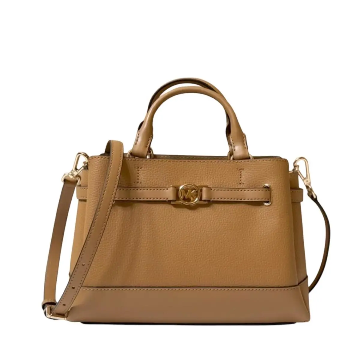 Reed Small Belted Satchel Shoulder Crossbody Bag LIGHT BROWN by Michael Kors