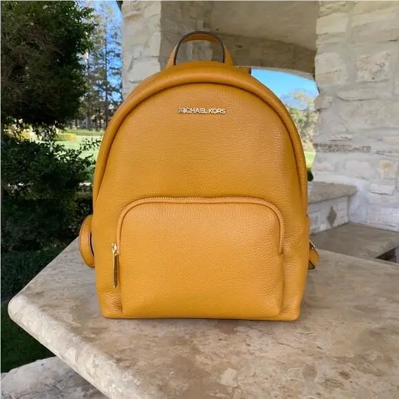 Michael Kors Erin Nyc MK Logo Backpack/wallet Option Marigold Leather