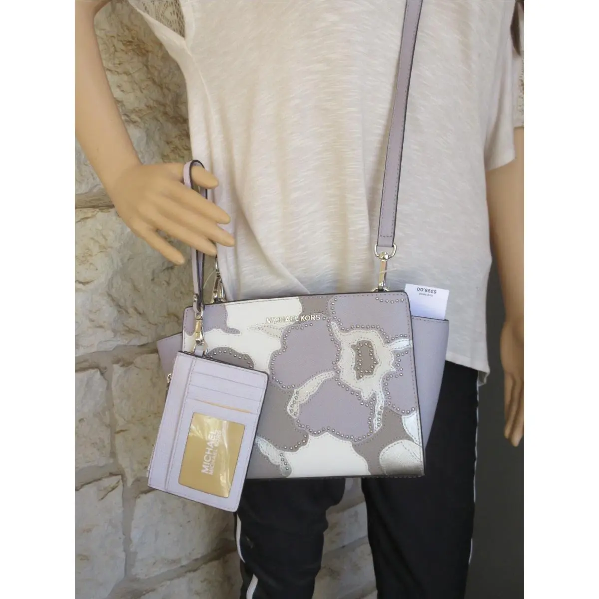 Michael Kors  bag  - Michael Kors Selma Messenger SM/MD CROSSBODY Zip - Handle/Strap: black white grapfruit purple multi blue pink silver, Hardware: Silver or Gold (depending on purse or purse set), Exterior: White/black/lilac/blue/pink/Grapefruit