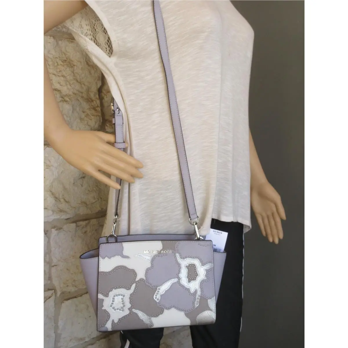 Michael Kors  bag  - Michael Kors Selma Messenger SM/MD CROSSBODY Zip - Handle/Strap: black white grapfruit purple multi blue pink silver, Hardware: Silver or Gold (depending on purse or purse set), Exterior: White/black/lilac/blue/pink/Grapefruit