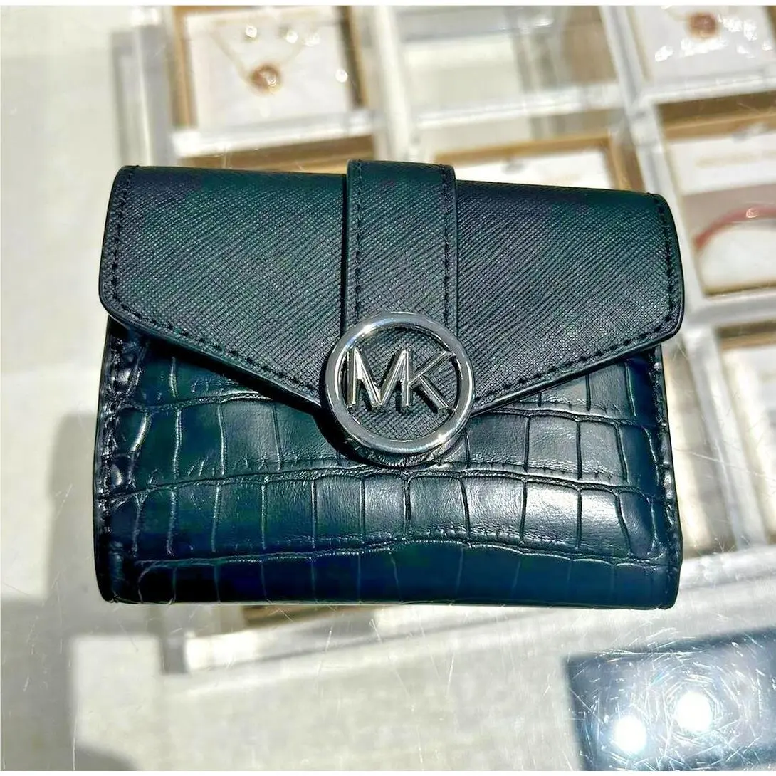 Carmen Ladies Fashion Flap Bifold Wallet Credit Card Holder Var BLACK ANIMAL EMBOSSED by Michael Kors