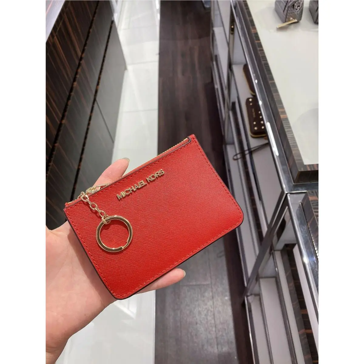 Michael Kors Jet Set Travel Coin Key Chain Card Holder Wallet