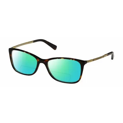 MK4016 Cateye Polarized Bifocal Sunglass Brown Tortoise 53mm 41 Opt Green Mirror by Michael Kors