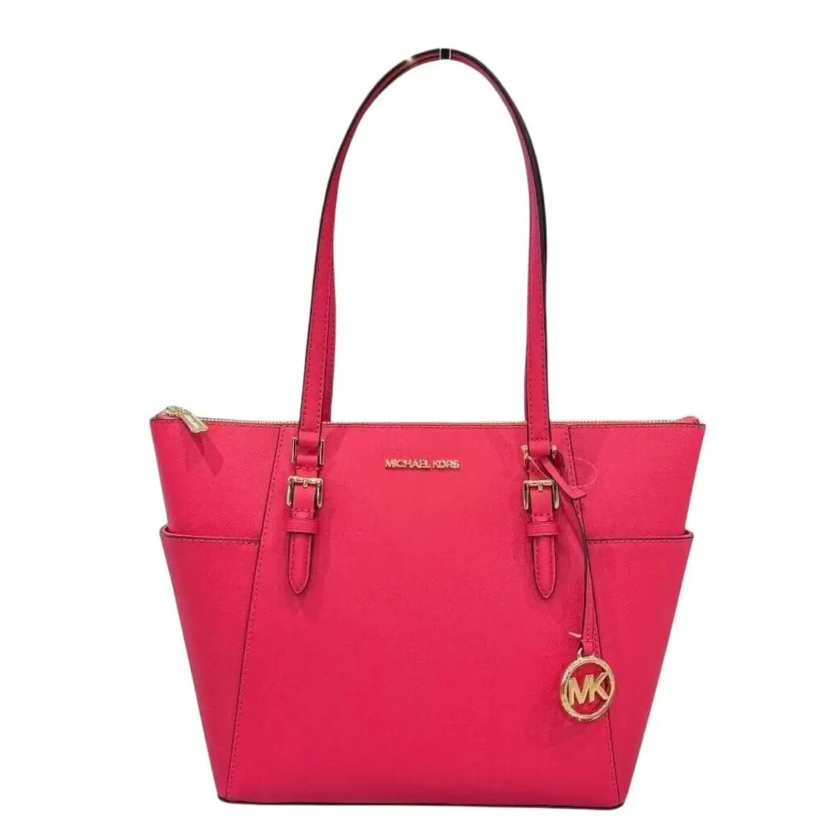 Charlotte Large Top Zip Shoulder Tote Bag Purse ELECTRIC PINK by Michael Kors