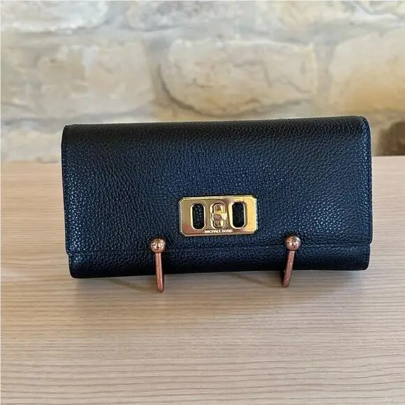 Hamilton Medium Satchel Leather Bag Black Gold /wallet Option Wallet by Michael Kors