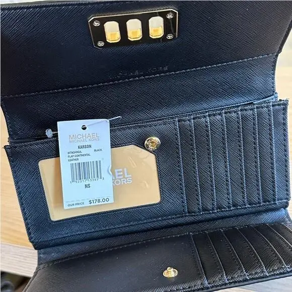 Hamilton Medium Satchel Leather Bag Black Gold /wallet Option Handbag+Wallet by Michael Kors