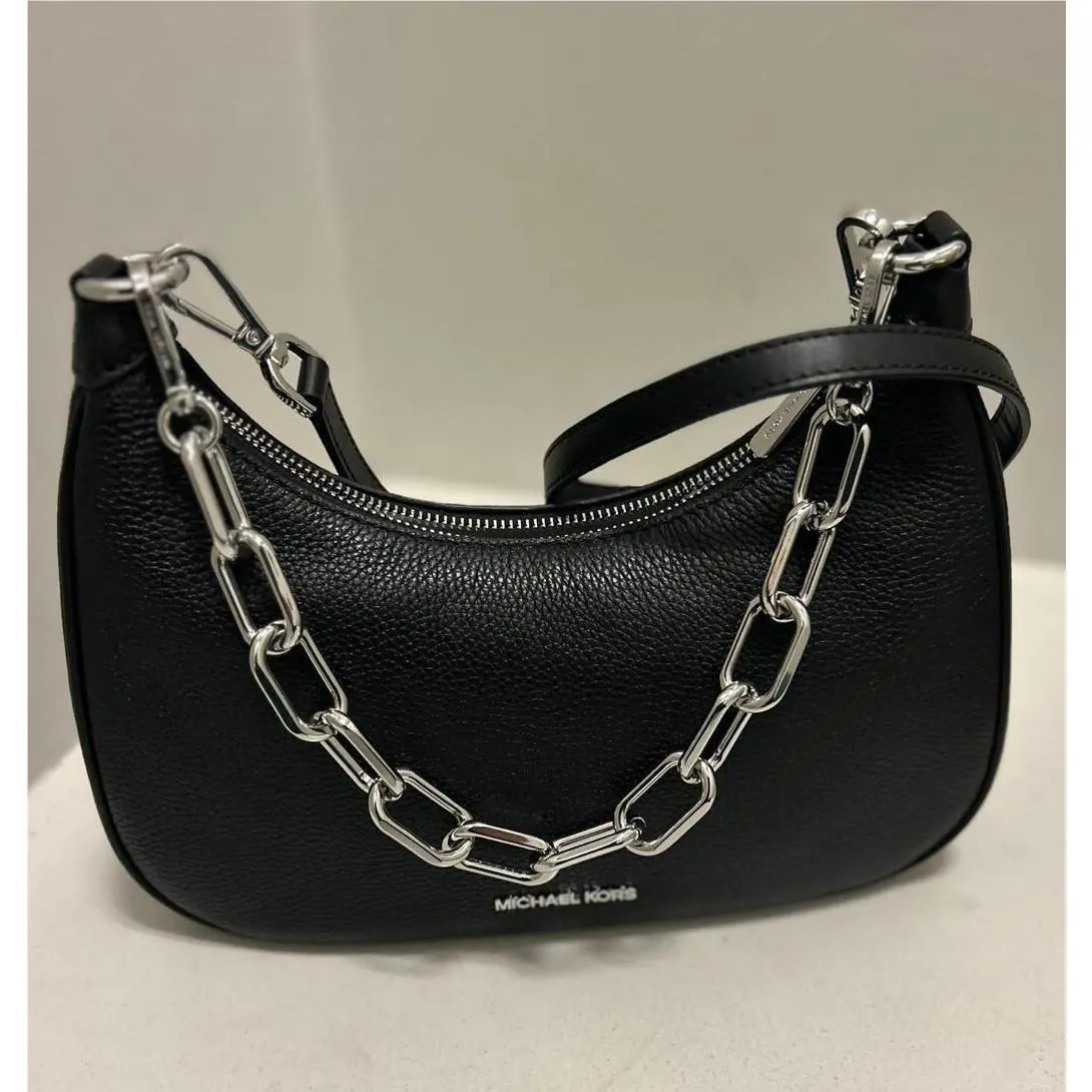 Michael Kors Cora Large Zip Pouchette Chain Shoulder Crossbody Bag Handbag Purse