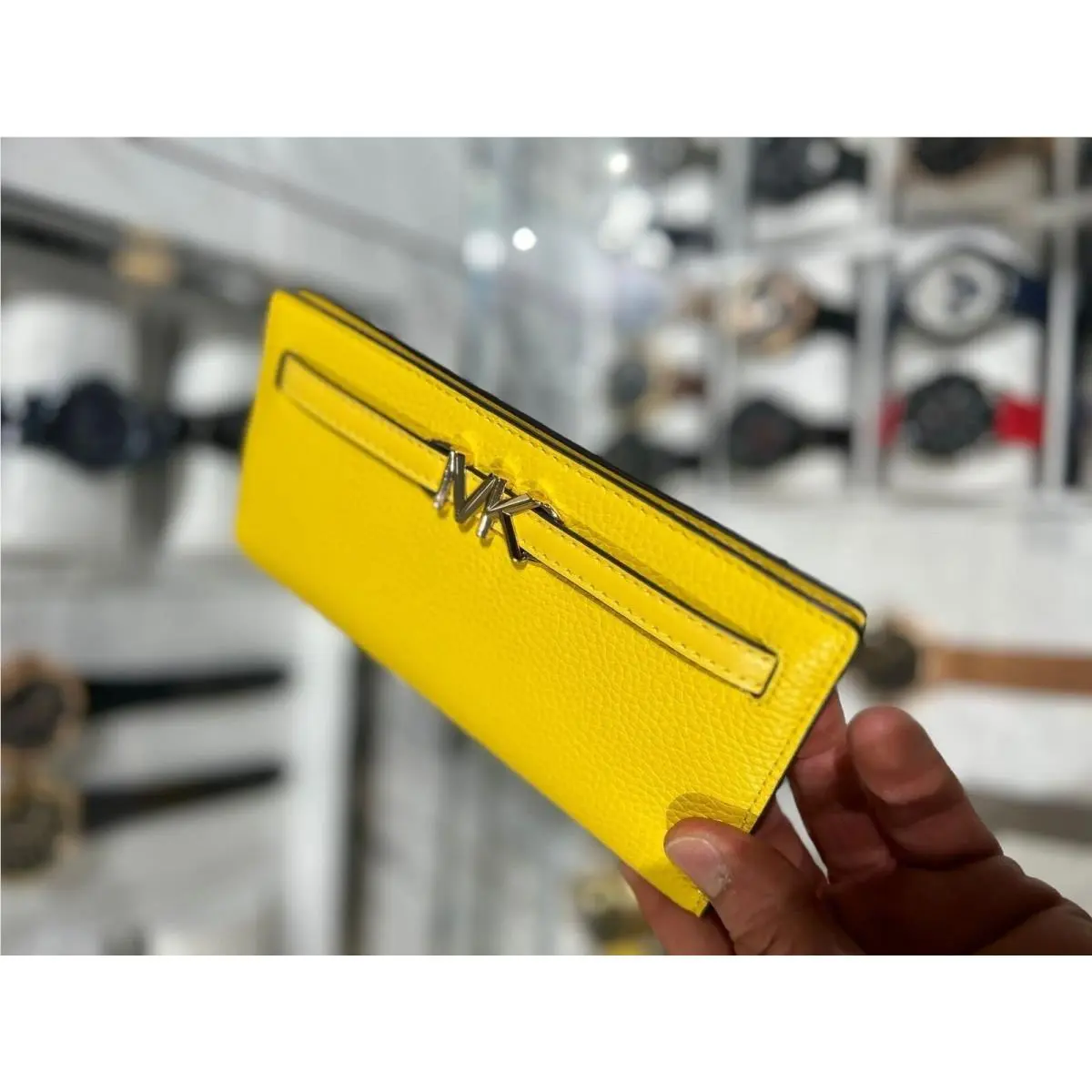 Reed Large Leather Snap Flat Wallet Credit Card ID Holder Clutch MK GOLDEN YELLOW by Michael Kors