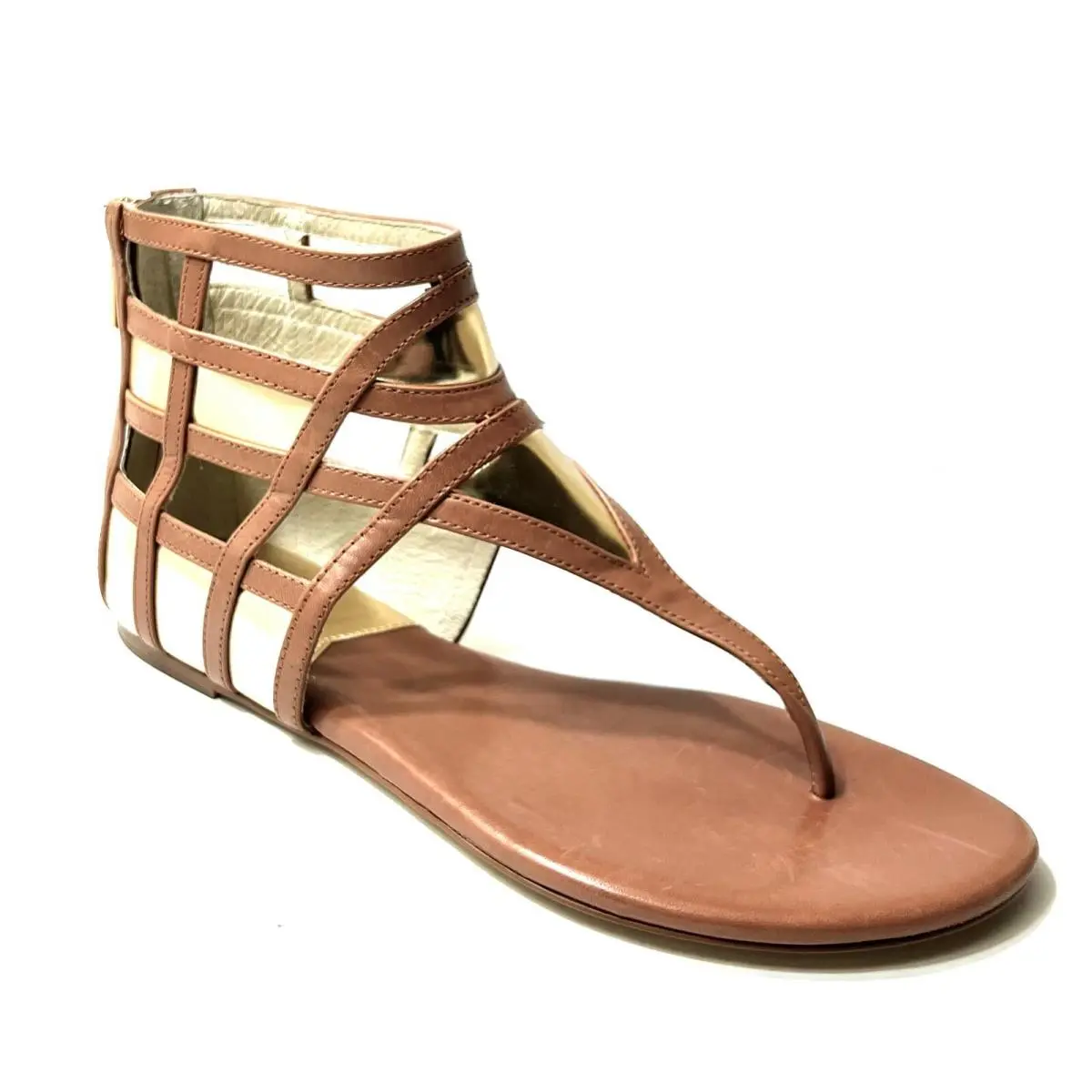Woman`s Jaida Flat Sandal Gladiator Luggage/gold LUGGAGE by Michael Kors