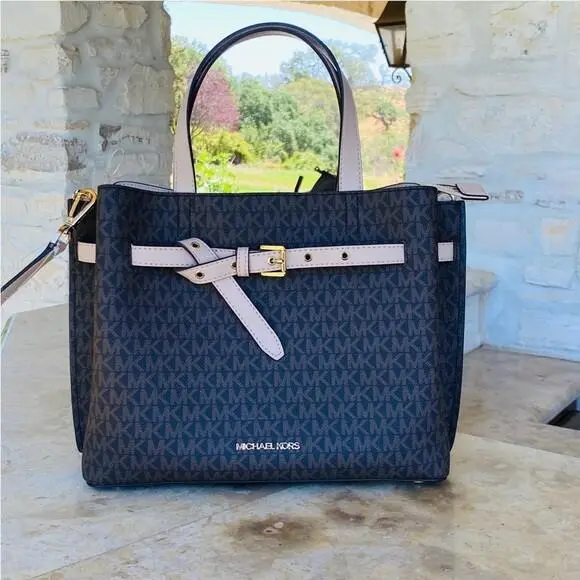 Emilia Large Satchel Crossbody Brown MK Signature/wallet Option handbag by Michael Kors