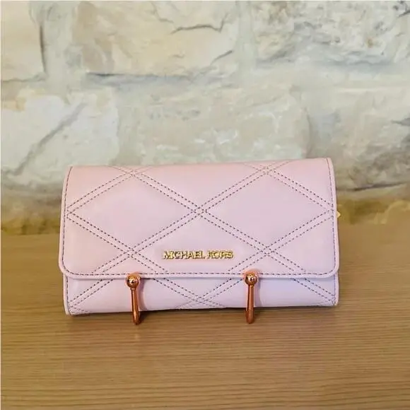 Michael Kors Serena MD Quilted Leather Flap Backpack/wallet Option Blush