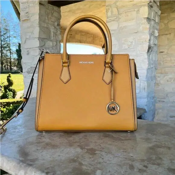 Michael Kors Hope Large Leather Satchel/ Wallet Options Marigold Gift Rare