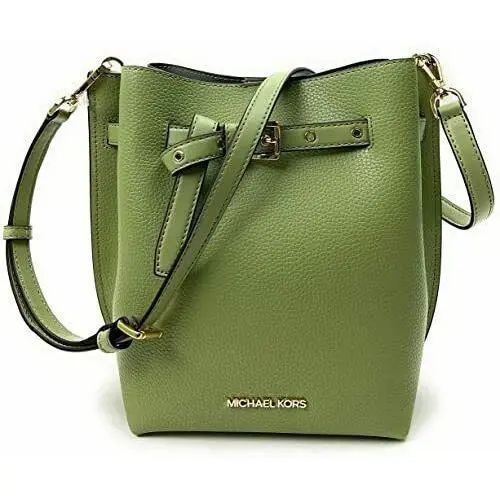Small Leather Bucket Crossbody Messenger Handbag Shoulder Bag MK LIGHT SAGE by Michael Kors
