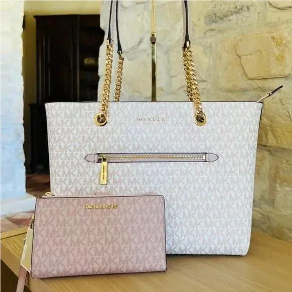 Jet Set Item Medium Front Pocket Chain Tote Bag Purse/ Wallet Optio Handbag + wallet by Michael Kors