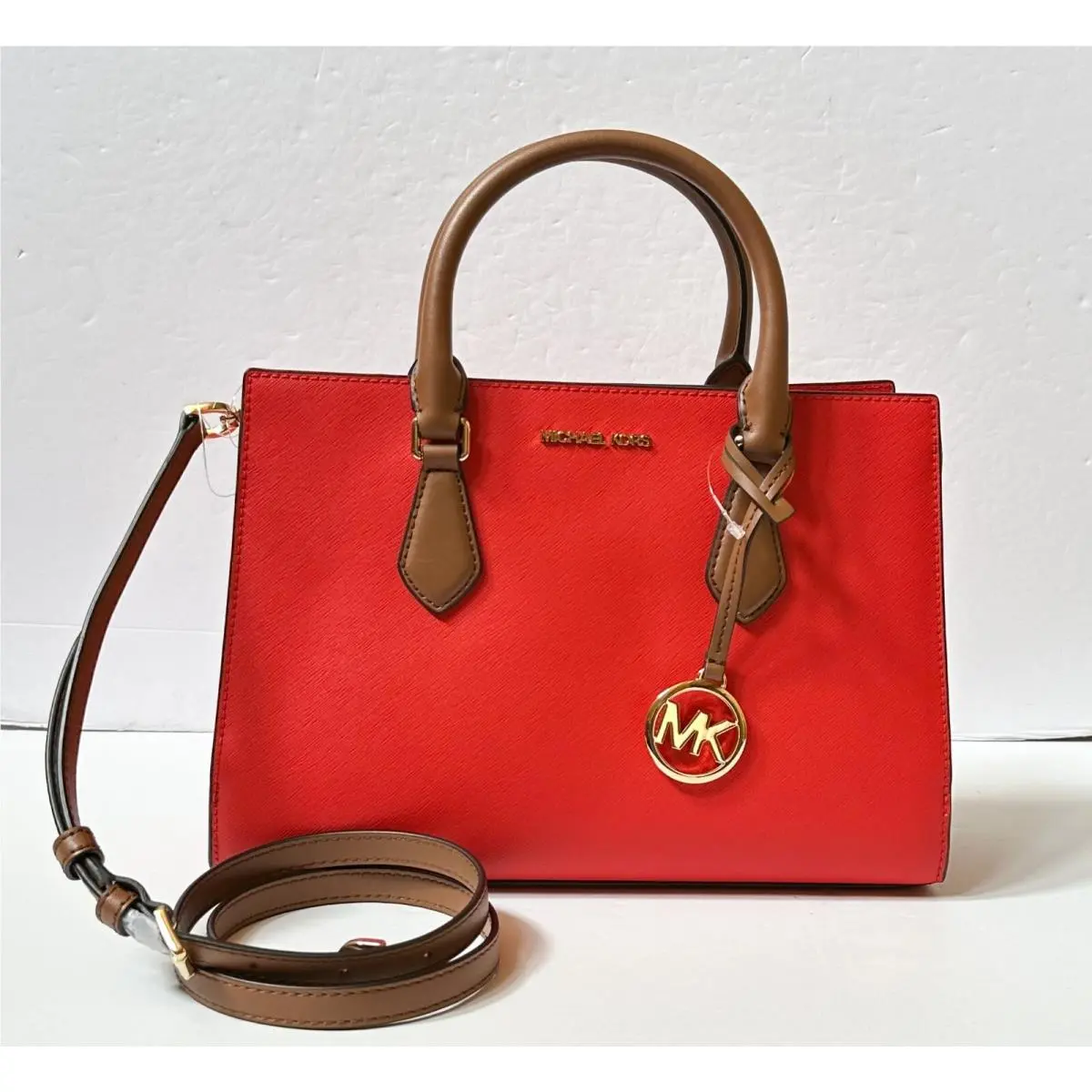 Sheila Medium Center Zip Satchel Shoulder Crossbody Bag DARK SANGRIA/BROWN by Michael Kors