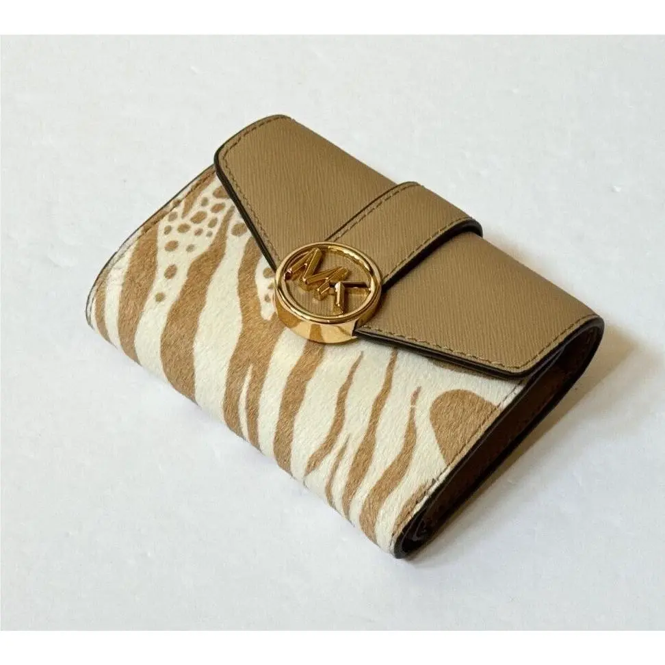 Carmen Medium Flap Bifold Wallet CAMEL(EXOTIC PRINT)HAIRCALF by Michael Kors