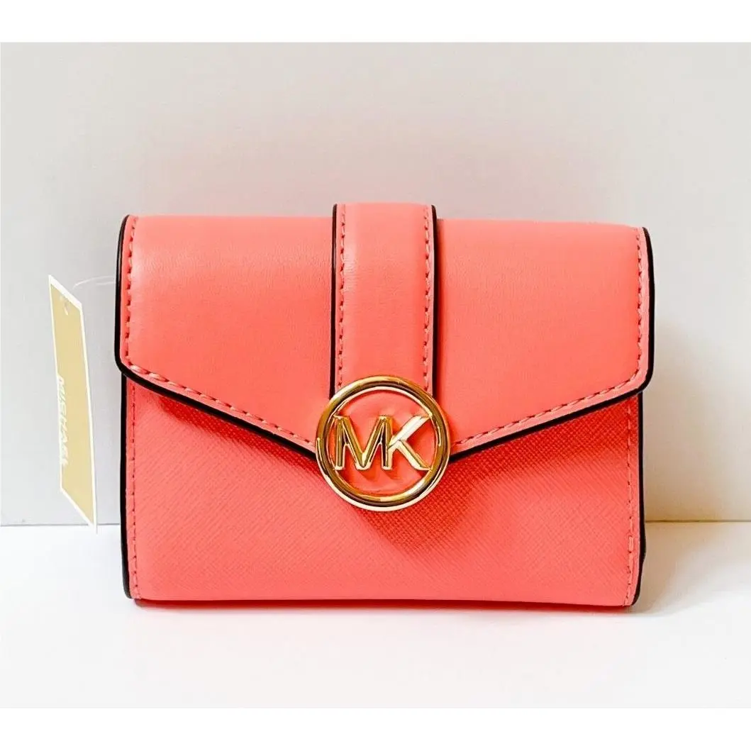 Carmen Medium Flap Bifold Wallet Grapefruit by Michael Kors