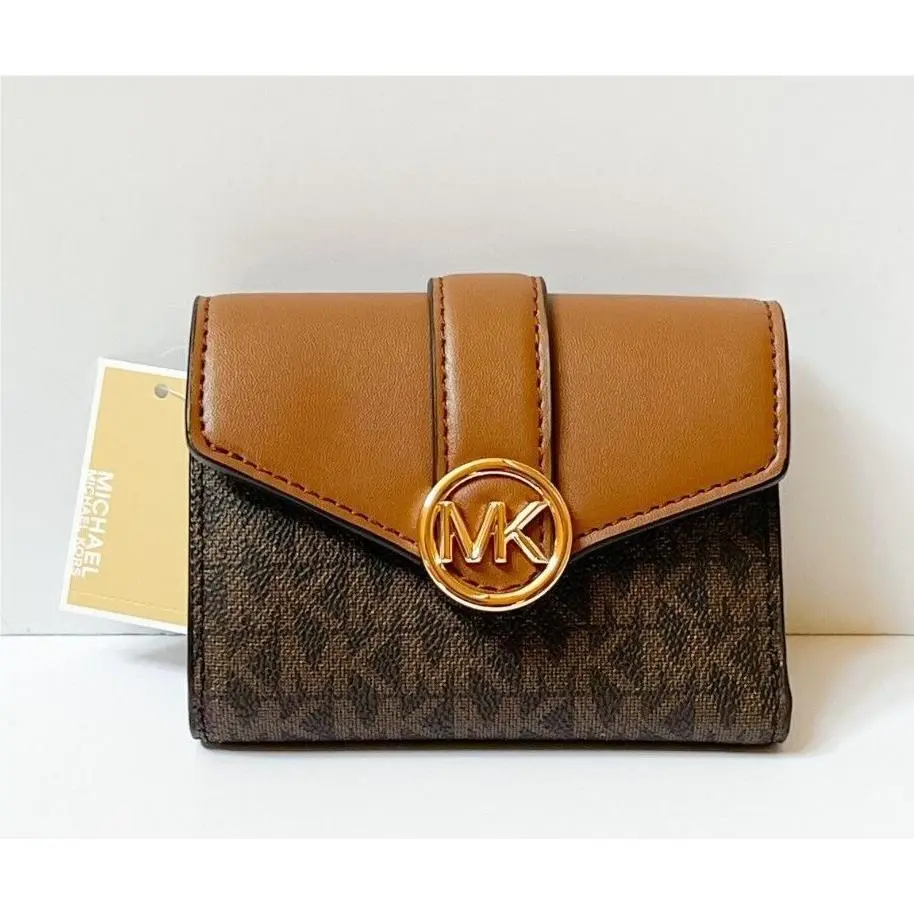 Carmen Medium Flap Bifold Wallet MK BROWN by Michael Kors
