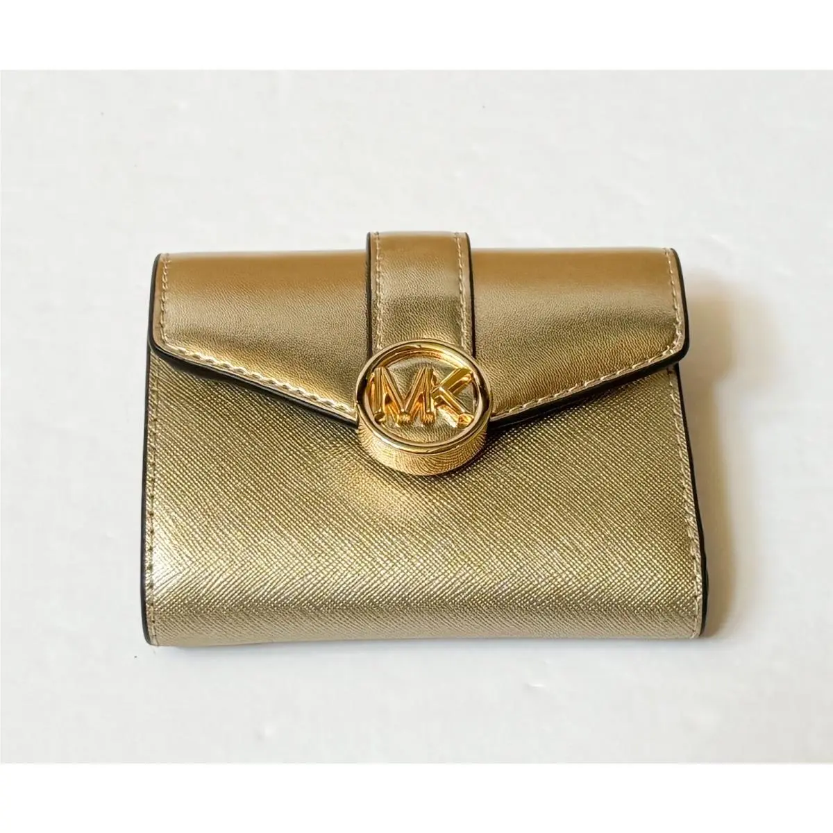 Carmen Medium Flap Bifold Wallet PALE GOLD by Michael Kors