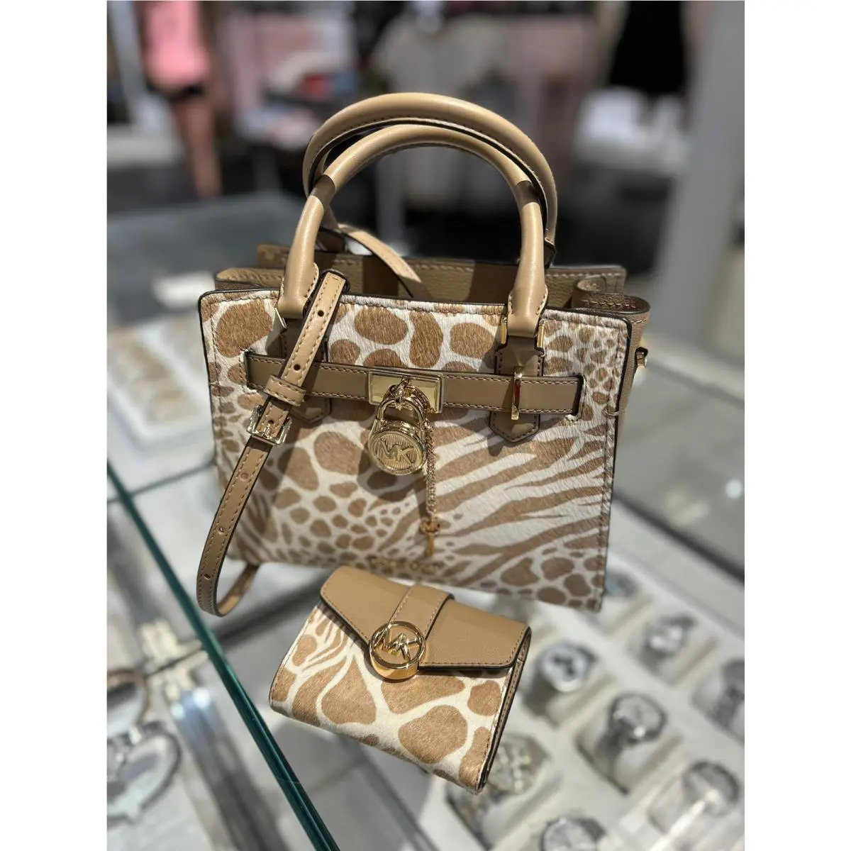 Michael Kors Small Leather Satchel Crossbody Handbag Purse Bag+ Bifold Wallet