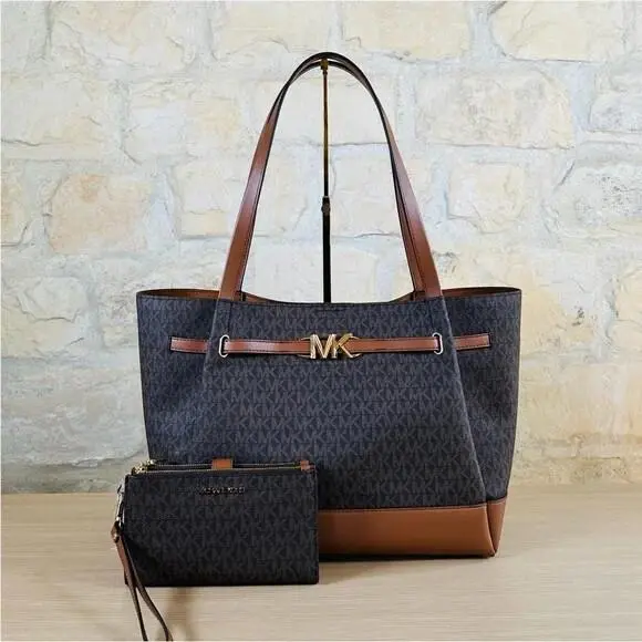 Michael Kors Reed LG Belted Women`s Bag Shopper Tote Bag Brown New/wallet Option
