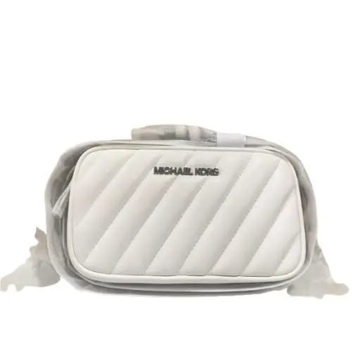 Michael Kors Rose Quilted Convertible Belt Bag Optic White/black. Silver-tone