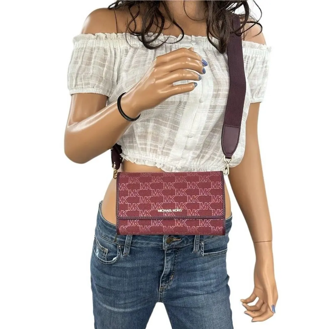Jet Set Item Large Zip Around Wallet Shoulder Crossbody Bag MK Mulberry Multi by Michael Kors