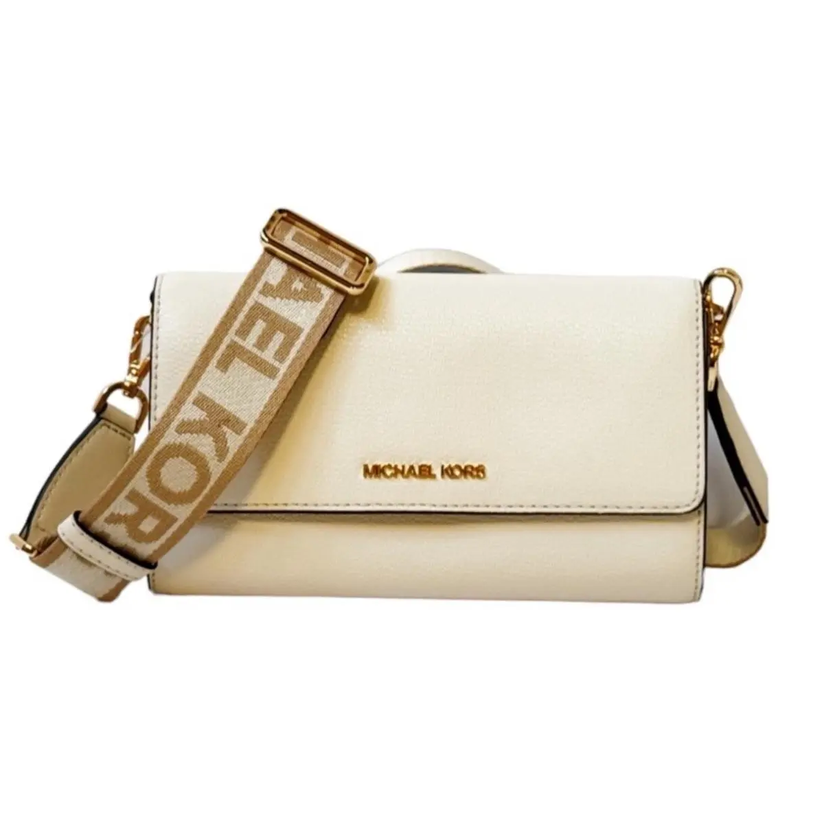 Jet Set Item Large Zip Around Wallet Shoulder Crossbody Bag Light Cream by Michael Kors