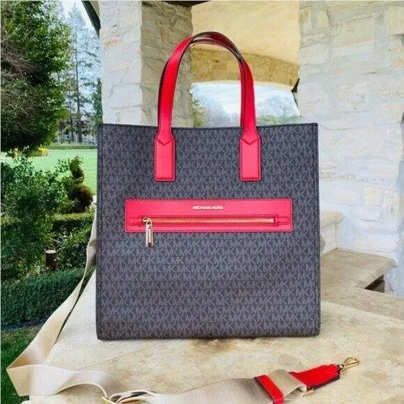Signature Kenly LG NS Tote/wallet Options Brown/flame tote only by Michael Kors