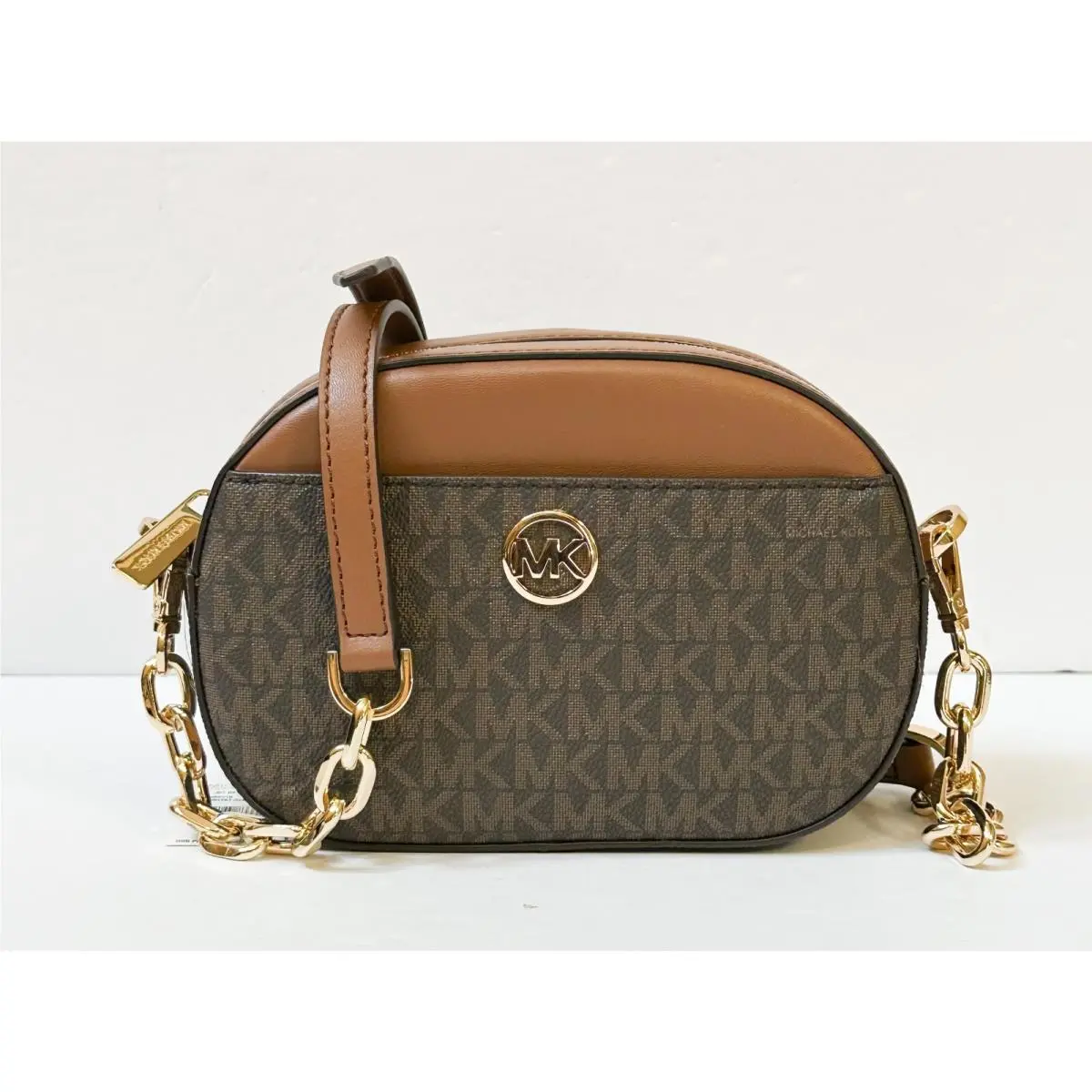 Jet Set Glam Small Glam Front Pocket Oval Shoulder Crossbody Bag MK BROWN by Michael Kors