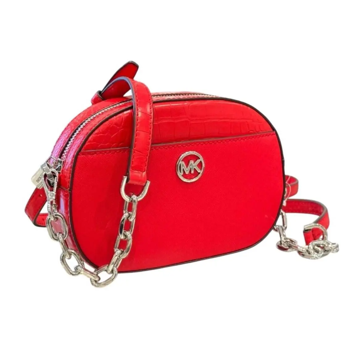 Jet Set Glam Small Glam Front Pocket Oval Shoulder Crossbody Bag BRIGHT RED by Michael Kors