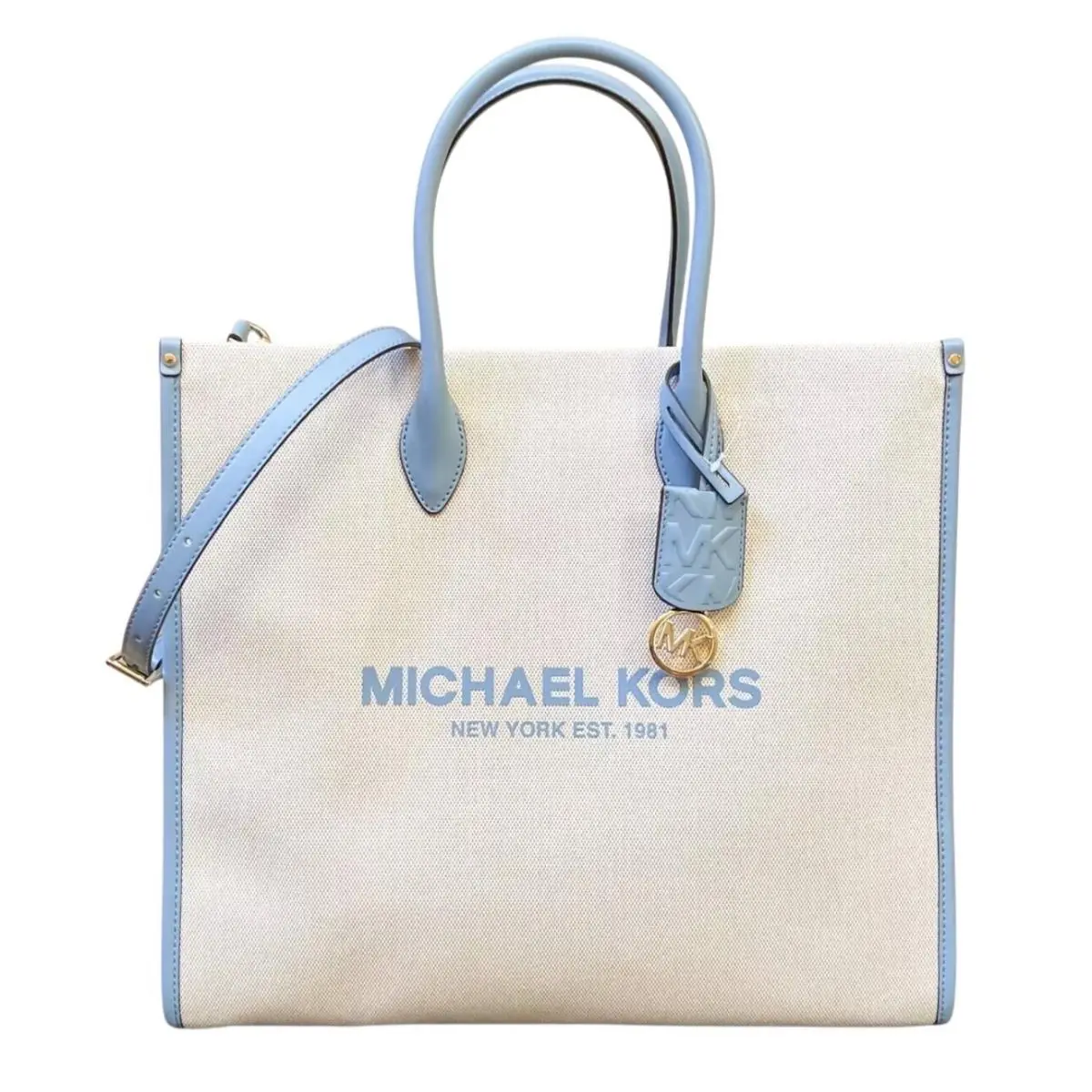Mirella Large East West Tote Shoulder Bag Purse NATURAL BLUE by Michael Kors