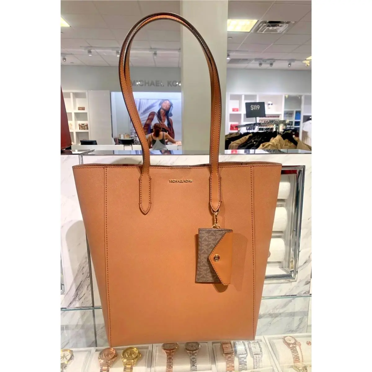 Vincent Large Pvc or Leather Tote w/ Attached Card Holder Charm Bag LUGGAGE by Michael Kors