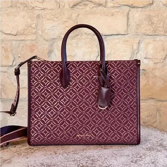 Womens Mirella MD EW Tote Shoulder Handbag/wallet Option Oxblood Handbag by Michael Kors