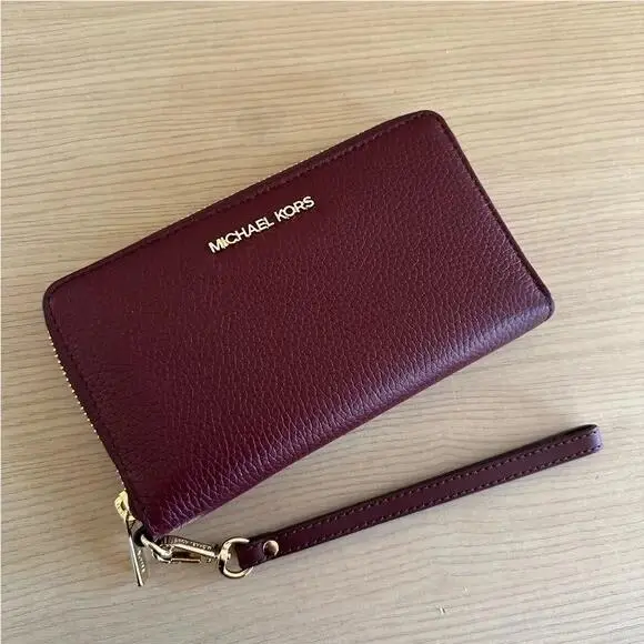 Jet Set Travel Large Chain Shoulder Top Zip Wallet Options Oxblood Wallet by Michael Kors