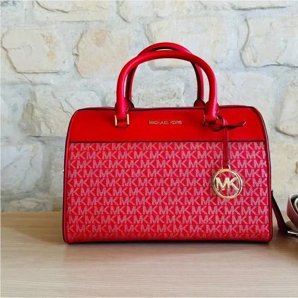 Jet Travel Medium Duffle Satchel Handbag/wallet Option Chilli Red Handbag by Michael Kors