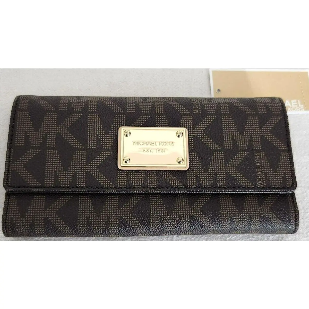 Michael Kors Hamilton Brown Monogram Satchel Bag +/or Matching Wallet