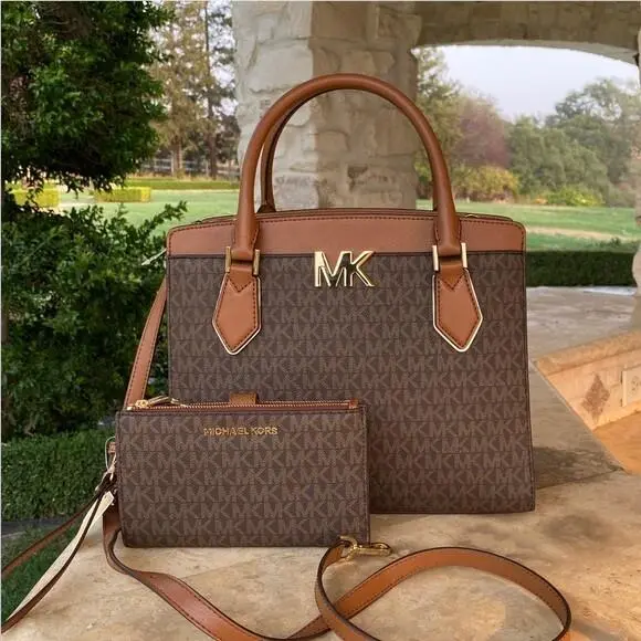 Michael Kors Signature Mott Satchel Handbag/wallet Brown 35T0G0XS7B