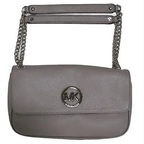 Michael Kors Purse Fulton Shoulder Bag Logo Handbag Chain Straps Tote Casual - Gray, Exterior: Multicolor