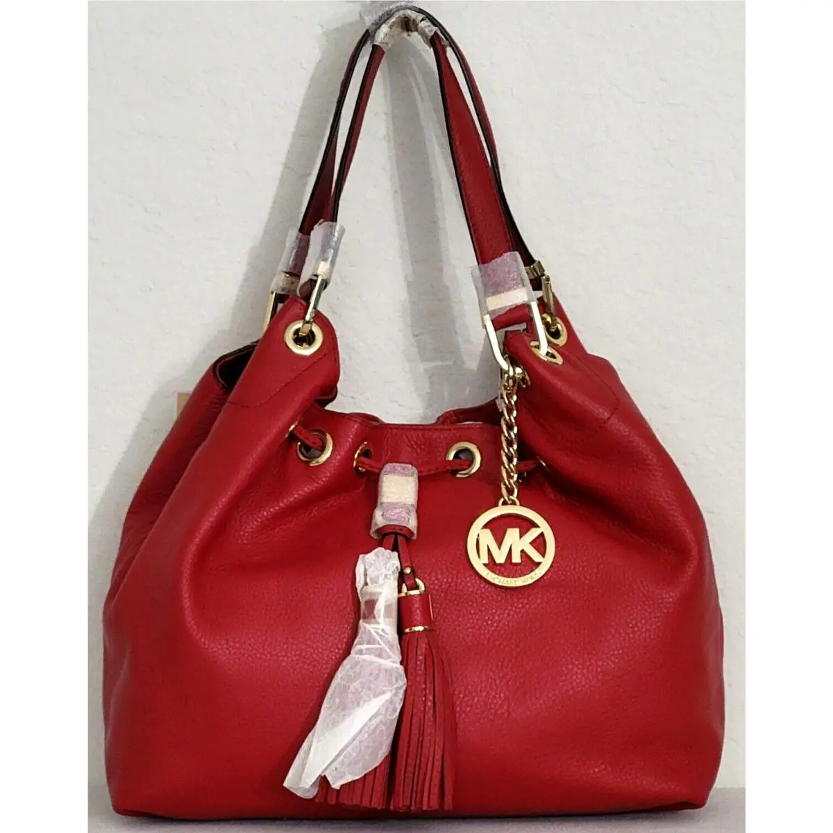 Camden Large Red Leather Gold Shoulder Bag +/or Red Wallet Shoulder Bag by Michael Kors