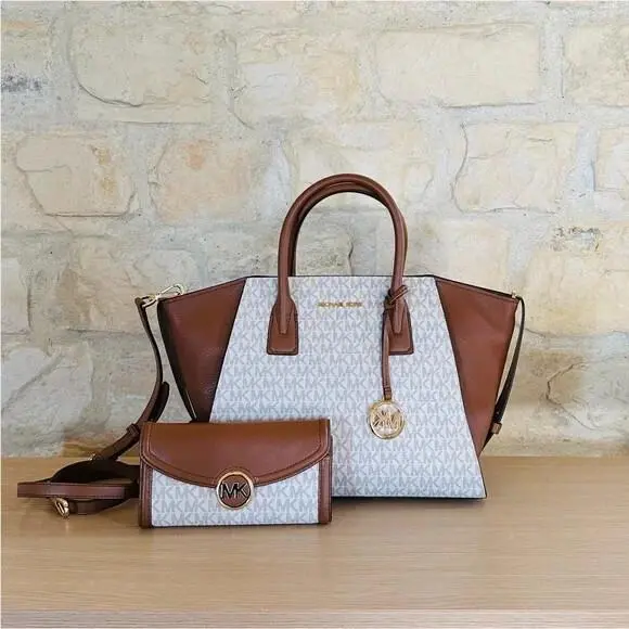 Avril Signature Vanilla Large Satchel Crossbody Bag/wallet Option Handbag+Wallet by Michael Kors