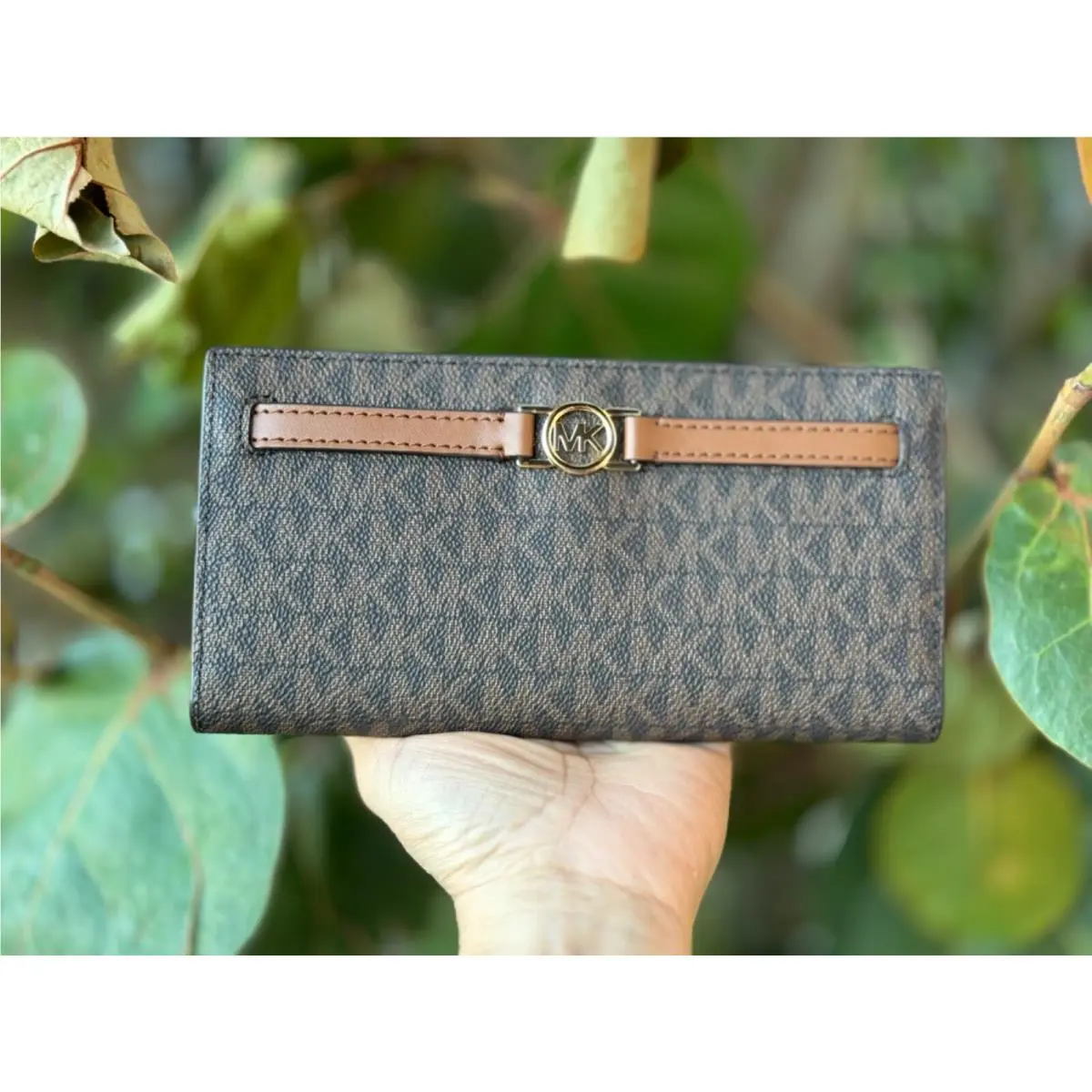 Jet Set Reed Large Flap Bifold Snap Wallet MK Brown by Michael Kors