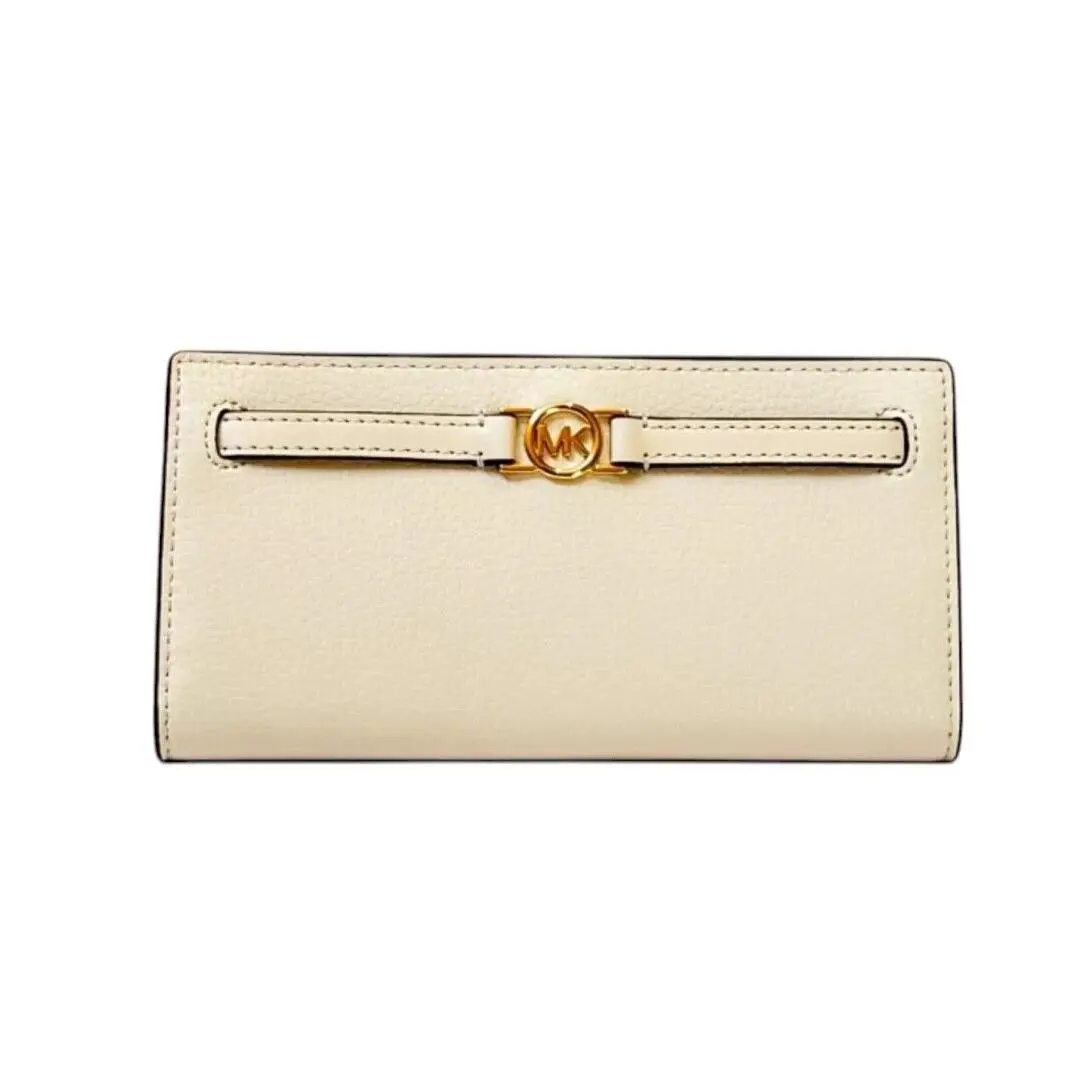 Jet Set Reed Large Flap Bifold Snap Wallet Light Cream by Michael Kors