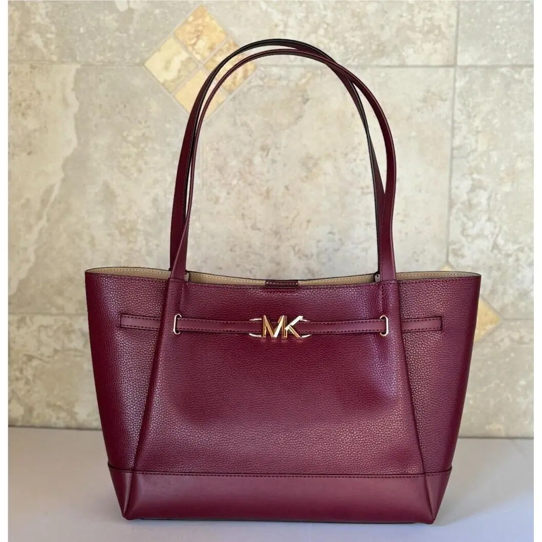 Reed Large Belted Shoulder Leather Tote Bag Purse Handbag DARK CHERRY by Michael Kors