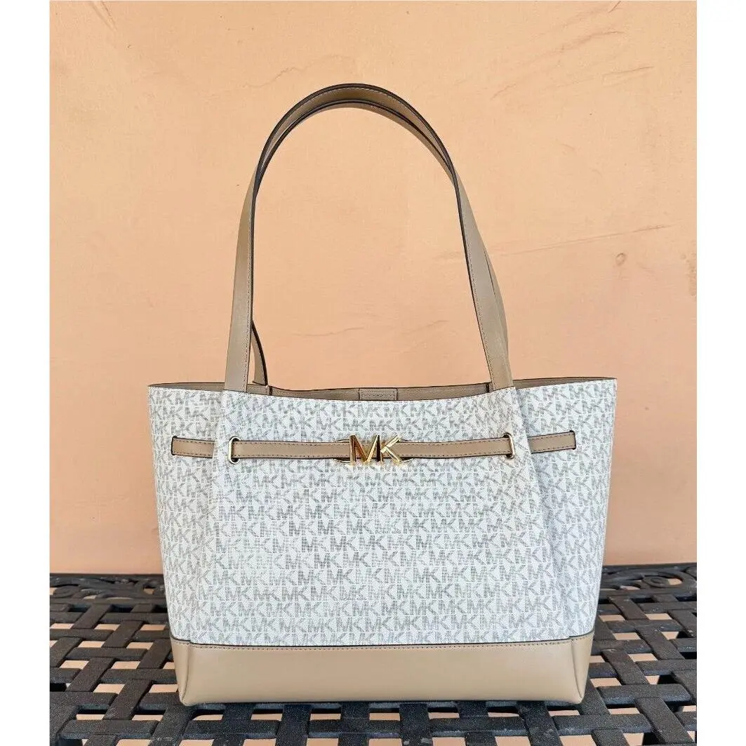 Reed Large Belted Shoulder Leather Tote Bag Purse Handbag MK CAMEL MULTI by Michael Kors