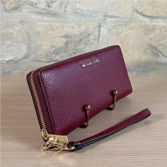 Mina Pebble Large Chain Shoulder Bag Dark Cherry/wallet Option Wallet by Michael Kors