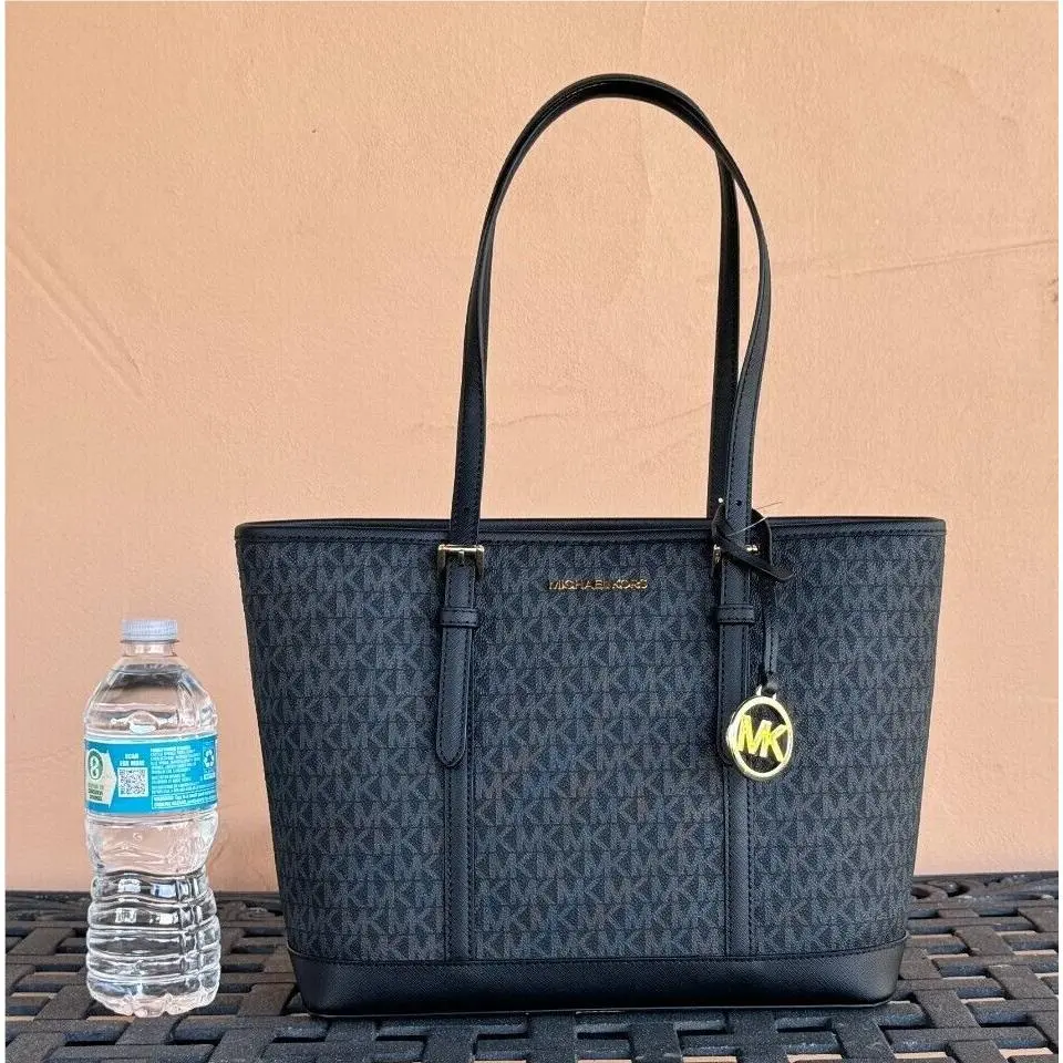 Jet Set Travel Small Top Zip Shoulder Tote Bag Handbag Purse MK BLACK by Michael Kors