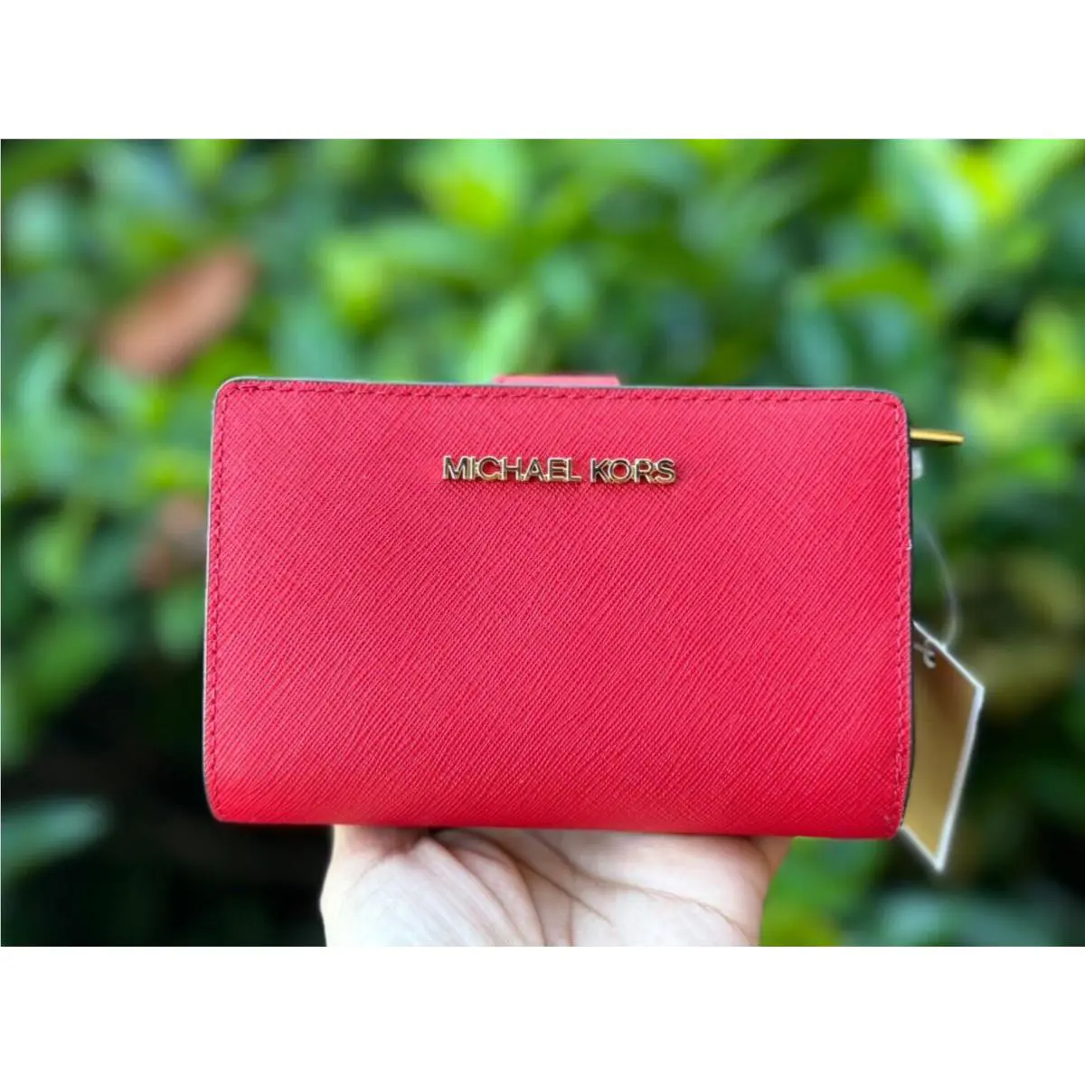 Jet Set Travel Medium Bifold Zipper Coin Wallet Bright Red by Michael Kors